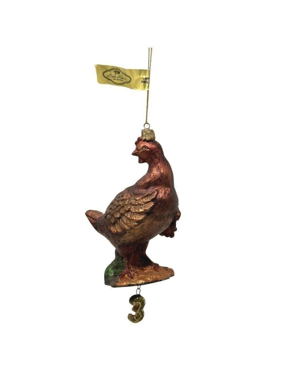 Mark Roberts Three French Hens Ornament 12 Days of Christmas Glittered Bird